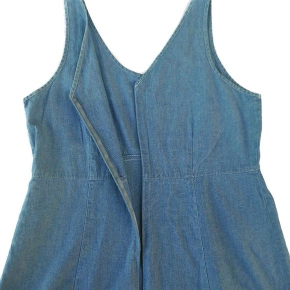 SOLD Laura Ashley Maxi Dress Zip Back Slits Tank Blu 12 - Picture 6 of 7